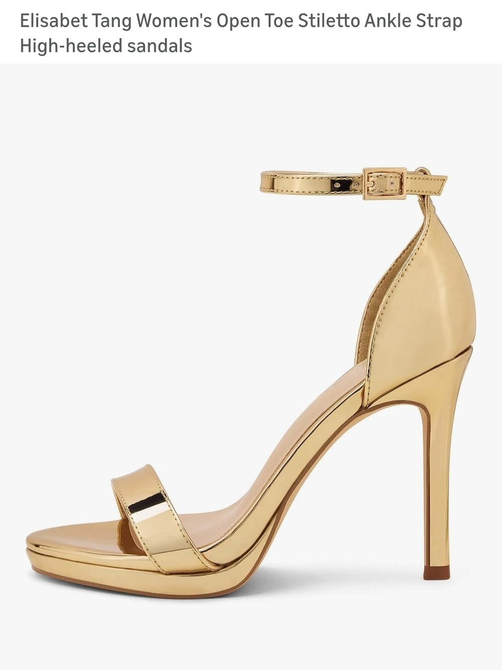 Elisabet Tang Gold Metallic Ankle-Strap Stiletto Sandals